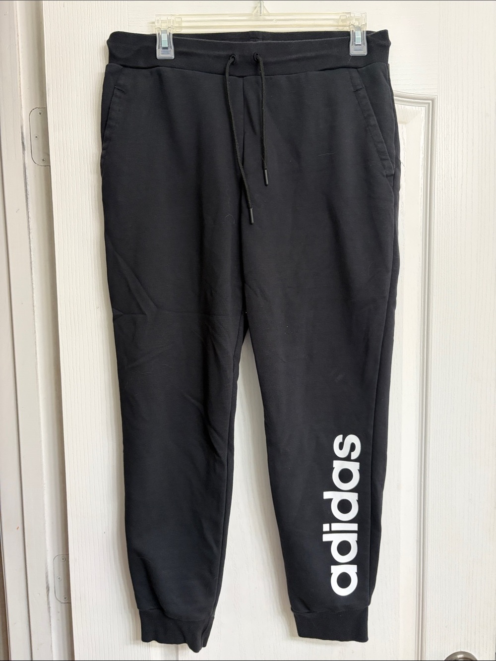 adidas Black Joggers with White Side Logo